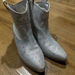 Sparkling Silver Women's Ankle Boots